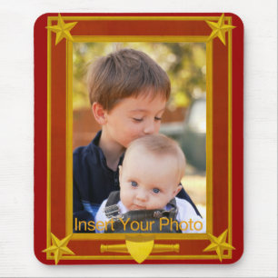Four-Star Gold and Maroon Frame - Insert Photo! Mouse Mat