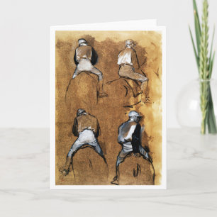Four Studies of a Jockey, Edgar Degas Card