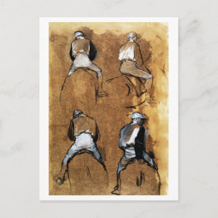 Four Studies of a Jockey, Edgar Degas Postcard