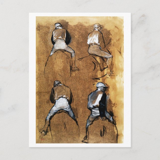 Four Studies of a Jockey, Edgar Degas Postcard (Front)