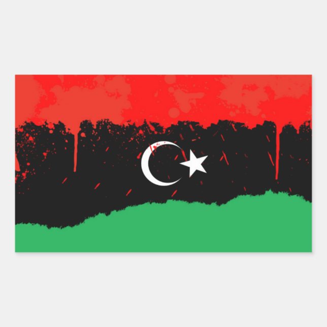 FOUR Stylised Kingdom of Libya Flag (1951-1969) Rectangular Sticker (Front)