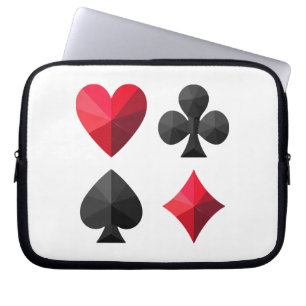 Four suits of playing cards: hearts, clubs, spades laptop sleeve