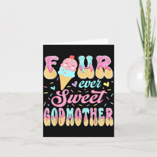 Four Sweet Godmother 4th Birthday Girl Ice Cream Card