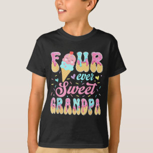 Four Sweet Grandpa 4th Birthday Girl Ice Cream T-Shirt