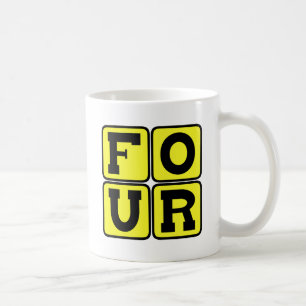 FOUR The Number Square Design Funny Age Years Old Coffee Mug