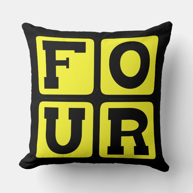 FOUR The Number Square Design Funny Age Years Old Cushion (Front)