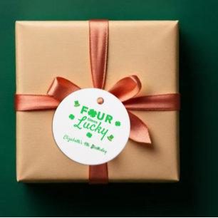 Four Times Lucky 4th Birthday Favour Tags