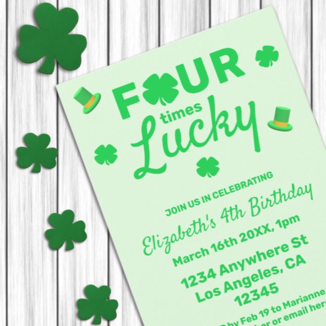 Four Times Lucky 4th Birthday Invitation (Creator Uploaded)