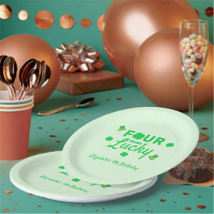 Four Times Lucky 4th Birthday Paper Plate