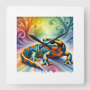 Four Toed Salamander 170924AREF104 - Watercolor Square Wall Clock