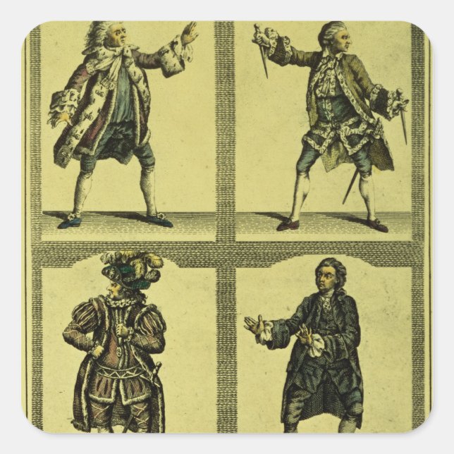 Four Tragic Roles Square Sticker (Front)