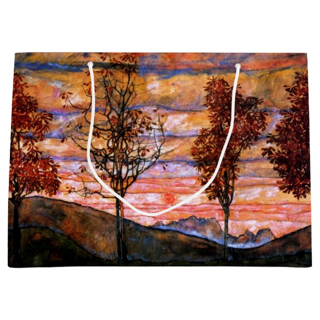 Four Trees by Egon Schiele Fine Art Large Gift Bag (Front)