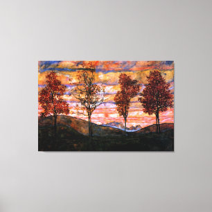Four Trees by Egon Schiele Large Fine Art Canvas Print
