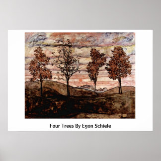 Four Trees By Egon Schiele Poster