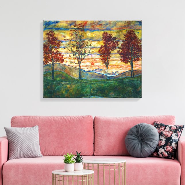 Four Trees | Egon Schiele | Canvas Print (Insitu(LivingRoom))
