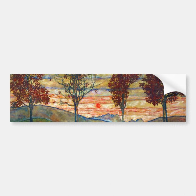 Four Trees (Landscape Art) (by Egon Schiele) Bumper Sticker (Front)