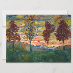 Four Trees (Landscape Art) (by Egon Schiele) Card