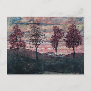 Four trees painting by Egon Schiele Postcard