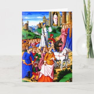 "Four Unicorns lead the Procession" Holiday Card