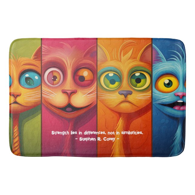 Four Unique Cats Bath Mat (Front)