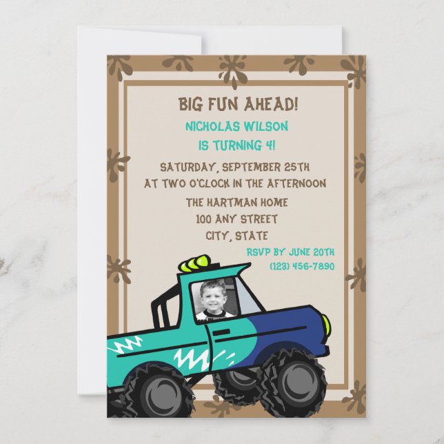 Four Wheel Fun/ Birthday Invitation (Front)