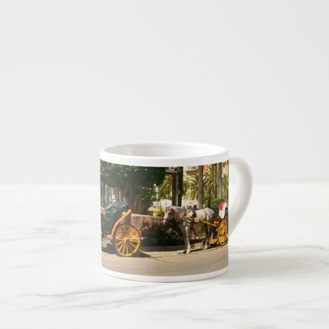 Four-wheeled horse-drawn carriage espresso cup (Front Right)