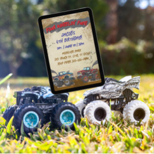 Four Wheelin' Fun Monster Truck Birthday Invitation