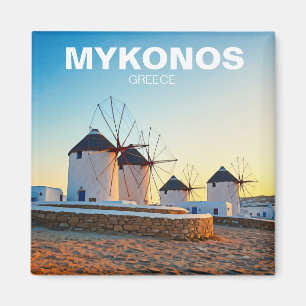 Four Windmills in Mykonos Greece Cyclades Travel Magnet