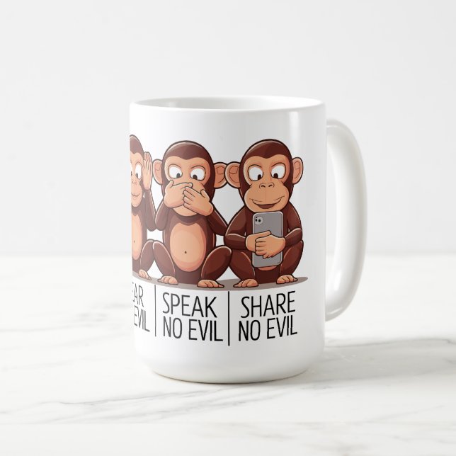 Four Wise Monkeys: A Modern Twist Coffee Mug (Front Right)