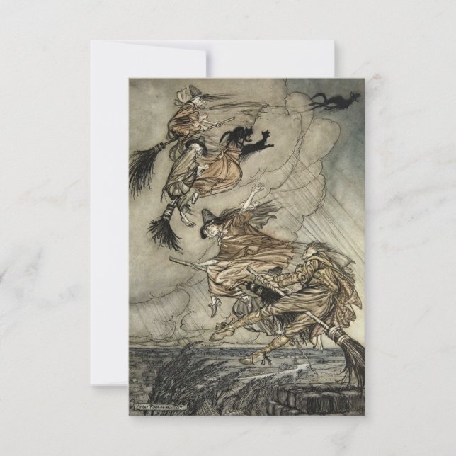 Four Witches "Up The Chimney" by Arthur Rackam Thank You Card (Front)