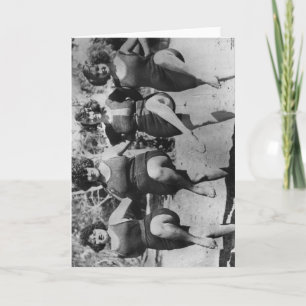 Four women in swimming bathers on the riverbank card