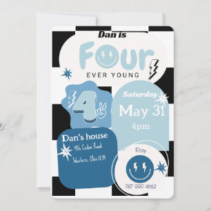 Four year old boys birthday  invitation