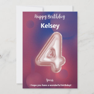 Four year old Happy Birthday card
