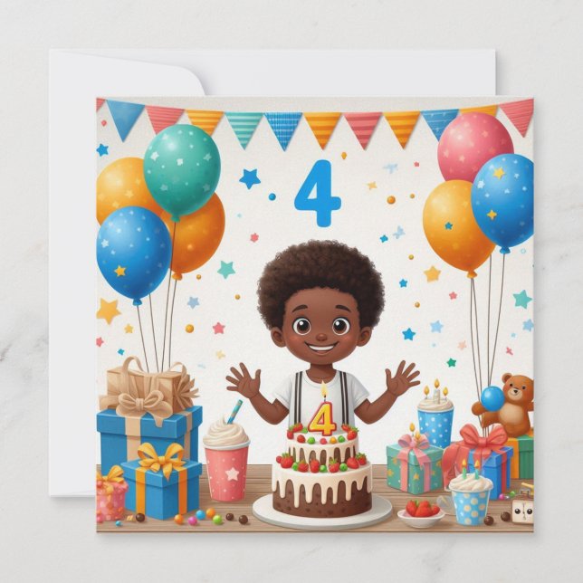 four years old birthday invitation (Front)