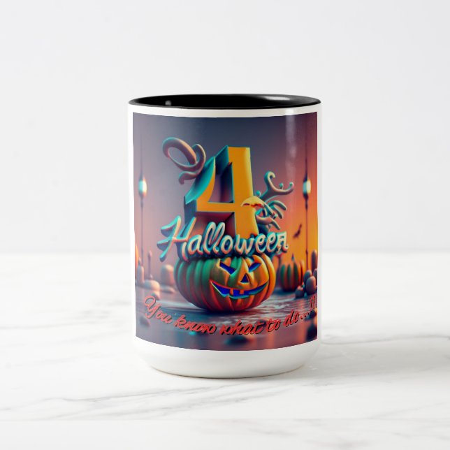 Four you pumpkin pie Two-Tone coffee mug (Center)