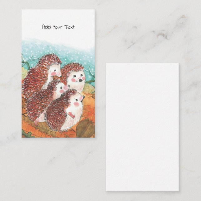 Four Young hedgehogs Enclosure Card (Front/Back)