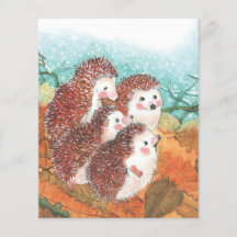 Four Young Hedgehogs Illustration Paper Sheet