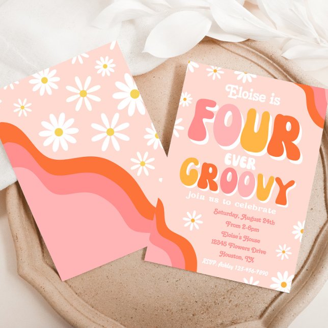 Fourever Birthday Invitation | Groovy Invitation (Creator Uploaded)