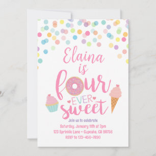 Fourever Sweet Birthday Party Invitation