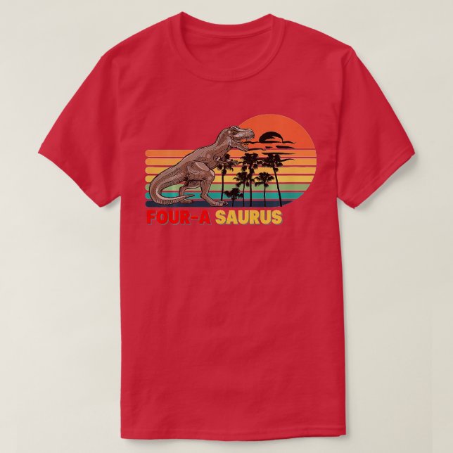 FoursaSaurus Birthday TRex 4 Year Old of Dino 4th  T-Shirt (Design Front)