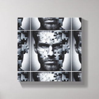 Foursome - a man's face puzzle canvas print