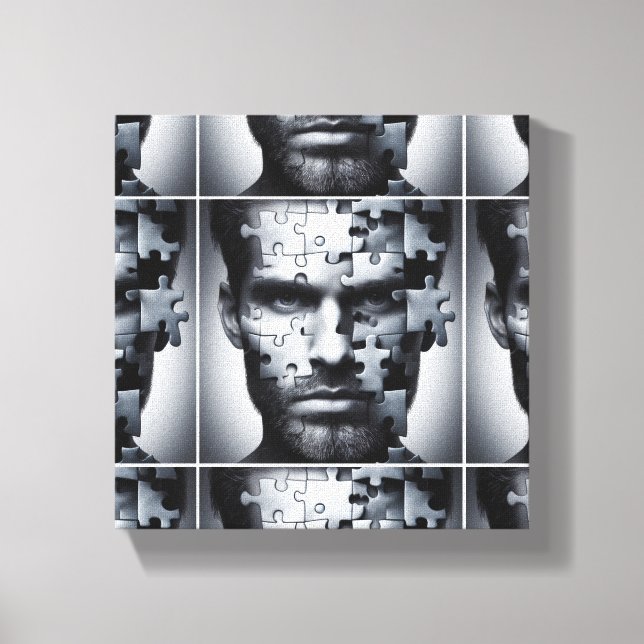 Foursome - a man's face puzzle canvas print (Front)