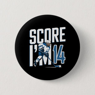 Fourteen 14 Years Old Ice Hockey For 14th Birthday 6 Cm Round Badge