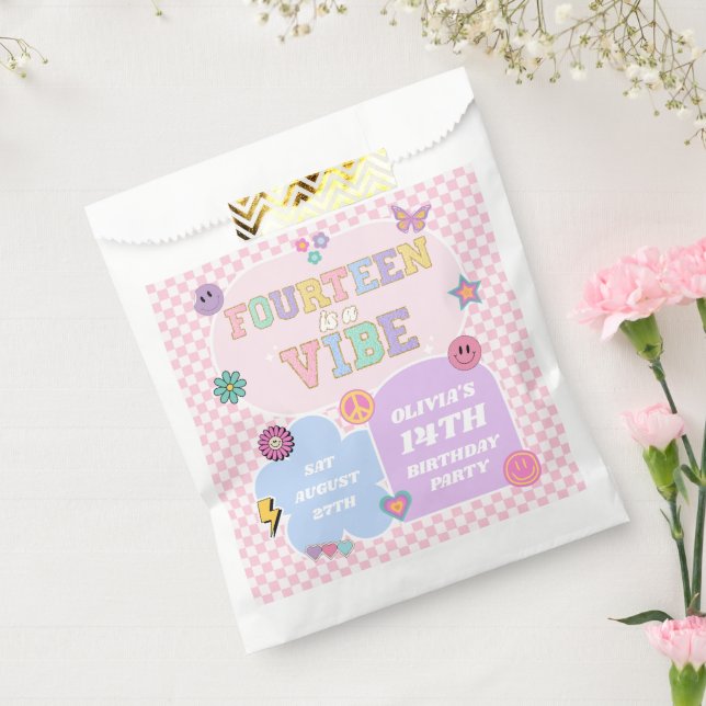 Fourteen A Vibe Preppy Patch 14th Birthday Party Favour Bags (Sealed)