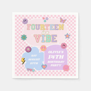 Fourteen A Vibe Preppy Patch 14th Birthday Party Napkin