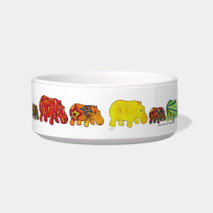 Fourteen Hippos Marching Pet Food Bowl