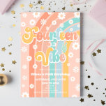 Fourteen Is A Vibe Daisy 14th Birthday Party Invitation<br><div class="desc">This is a Fourteen Is A Vibe Rainbow & Daisies Groovy Retro 14th Birthday Party Invitation!</div>