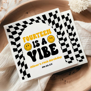 Fourteen Is A Vibe Retro 14th Birthday Party Napkin