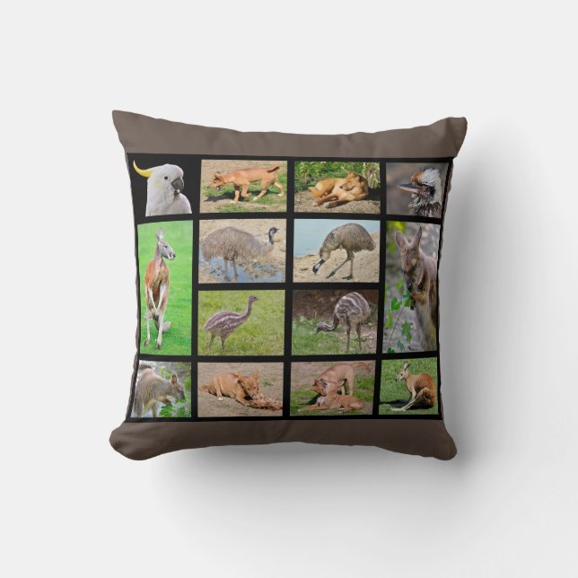 Fourteen mosaic photos of Australian animals  Cushion (Front)