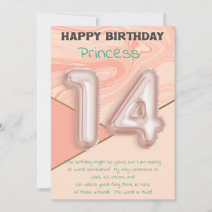 Fourteen year old girls Happy Birthday card
